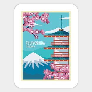 Mount Fuji, Japan - Vintage Travel Poster Sticker